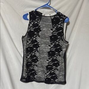 INC International Concepts Black Floral Lace Tank Top